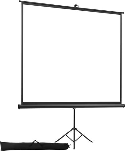 Draagbaar Projectiescherm Met Standaard, 177.8 x 177.8 cm, 160° Kijkhoek, Binnen- en Buiten Gebruik, 1:1 4K HD Projectiescherm Met Statief en Draagtas, Ideaal voor Films, Thuisbioscoop en Kantoorpresentaties