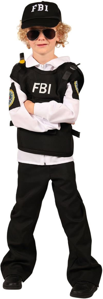 FBI Special Agent - Verkleedpak - Kinderen - 4-delige Set - Zwart-Wit