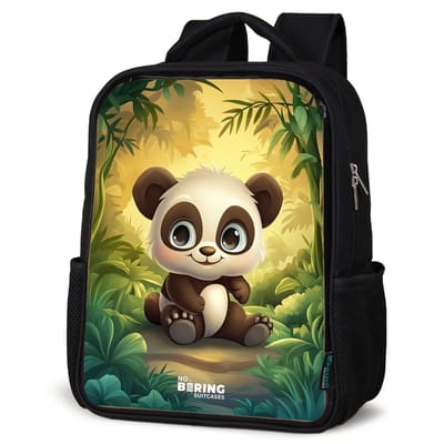 NoBoringSuitcases.com® - Rugzak zwart - Schooltas jongen & meisje - Panda - Bamboebos - Groen - Rugtas voor school - Boekentas kind - Schoolrugzak - Kinderrugzak