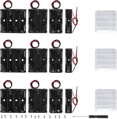 Batterijhouders - Batterij Cases - Apparaten Voeden - Meerdere Configuratie Opties - 12 Stuks + Opbergers - Zwart