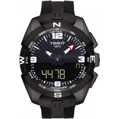 Tissot T-Touch Solar Quartz Horloge 100M Waterbestendig Herenhorloges Zwart Titanium Rubber T091.420.47.057.01 Black Dial black