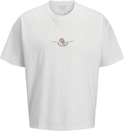 Jack & Jones witte heren t-shirt   Ronde hals   Regular fit   Tekst patroon   Duurzaam   Korte mouw Wit L