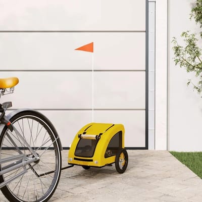 Fietsaanhanger Huisdieren - Huisdierkar Fiets - Comfortabel Reizen - Waterdichte Oxfordstof - 124 cm lang - Geel Grijs