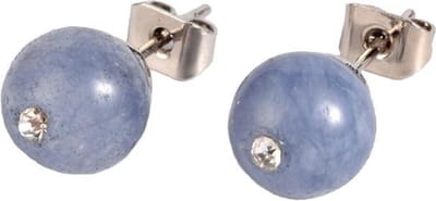 Edelstenen oorbellen Bling Aquamarine - oorknop - blauw - aquamarijn - stras steen - luxe sieraden zakje - blauwe oorbellen - oorknopjes - oorbellen dames - oorknoppen