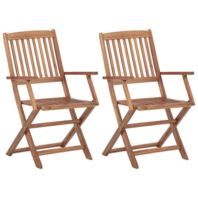 vidaXL - Opklapbare - stoelen, - 2 - stuks, - massief - acaciahout