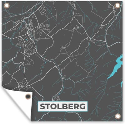 Tuin poster Blauw – Duitsland – Plattegrond – Stadskaart – Kaart – Stolberg - 200x200 cm - Tuindoek