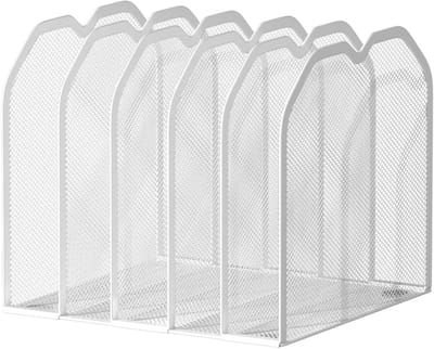 Maphouder Bureau - Documenten Sorter - Kantoor Organiseren - Vijf Verticale Secties - 21.5x23.6x20cm - Wit