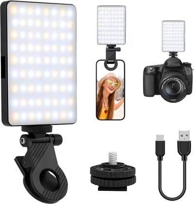 LED-Fotografielamp - Dimbaar Kleurtemperatuur 3000K-9900K - met 1/4-Inch Schroefdraad - Telefoonhouderclip en Cold Shoe-Adapter - voor Vivo-Telefoons en Youtube-Videoblogs