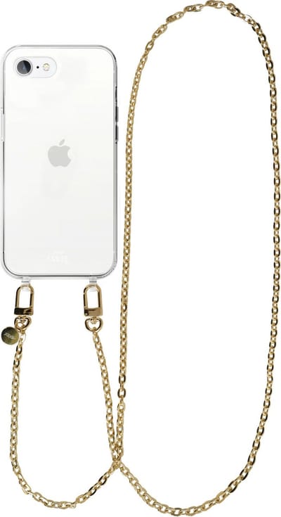 xoxo Wildhearts siliconen hoesje - Geschikt voor iPhone 7 Plus / 8 Plus - Dreamy - Telefoonhoesje - Hoesje met koord - Gouden ketting - lang telefoonkoord - Transparant hoesje (lange variant)