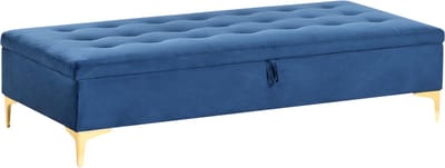 ABERDEEN - Ottomaan met opbergruimte - Marineblauw - Fluweel