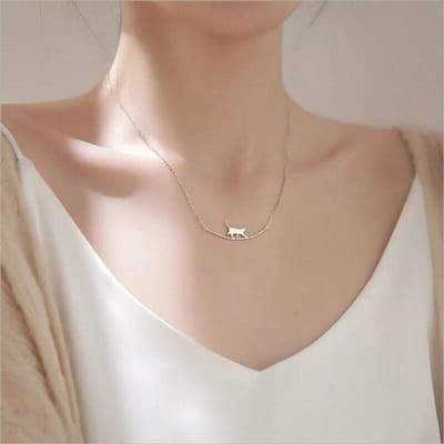925 Sterling Zilveren Schattige Kat Curve Hanger Ketting voor Vrouwen Meisjes Dier Ketting Mode Sieraden Cadeau gray