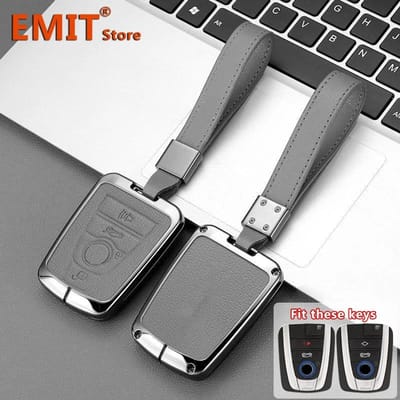 Zinklegering Leer Auto Sleutelhoesje Voor Bmw I3 I8 Serie Sleutelhanger Tas Shell Afstandsbediening Houder Beschermhoes Auto Interieur Accessoires gray