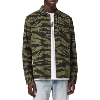 AllSaints Krueger Ls Shirt Khaki Green Maat: XS | Casual Overhemden Outlet | Heren | Groen