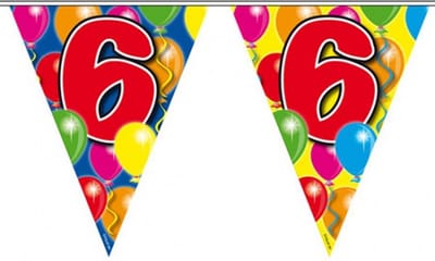 Folat Leeftijd vlaggenlijn - 6 jaar - 10 meter - verjaardag feest versiering - vlaggetjes