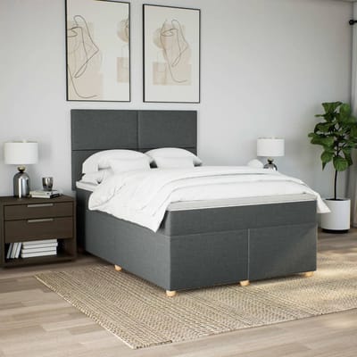 vidaXL - Boxspring - met - matras - stof - donkergrijs - 160x200 - cm