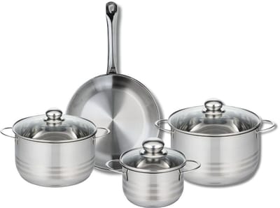 Set van 1 Koekenpan 28 cm en 3 kookpotten 16, 20 en 24 cm Elo Profi Brillant