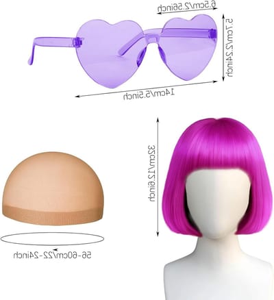 Kleurige Cosplay Perücke met Zonnebril voor Feestjes, Halloween Kostuums en Neon Decoraties