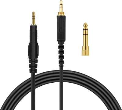 kwmobile vervangende koptelefoonkabel 3,5mm jack - geschikt voor AudioTechnica ATH-M50X / M40X / M60X / M70X - 120 - In zwart