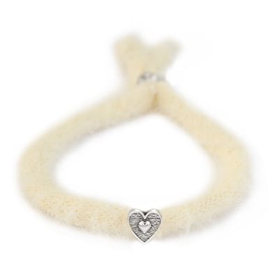 Armband fluffy creme zilver