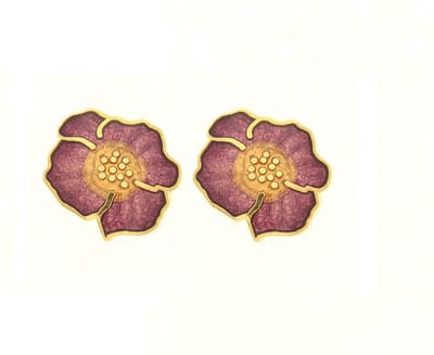 Behave - Oorringen dames - bloemmotief - paars - 1,5 cm