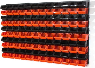Oranje/Zwarte Opbergbakken XS en S met Wandpaneel