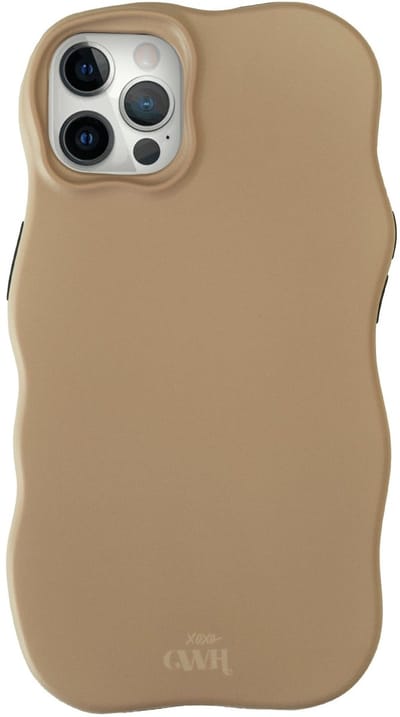xoxo Wildhearts Wavy Case Brown telefoonhoesje - Geschikt voor iPhone 12 Pro Max - Golvend hoesje met dubbele beschermlaag - Matte afwerking - Silicone case met golven - Vlekbestendig - Bruin