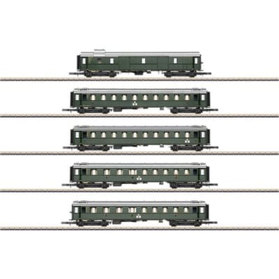Märklin 87620 Z set van 5 sneltreinrijtuigen standaardbouwtype 1928 tot 1930 van de DB