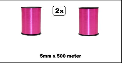 2x Krullint hard roze 5mm x 500meter krul lint kerst thema feest decoratie kado kado gold verjaardag