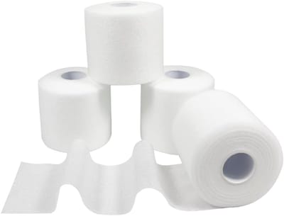 4 rollen atletisch tape Foam Underwrap Bandage Foam Pre-Wrap sporttape voor enkels, polsen, handen en ellebogen, knieën, vermijdt huidletsel en kleefresten 6 cm x 20 m（wit）