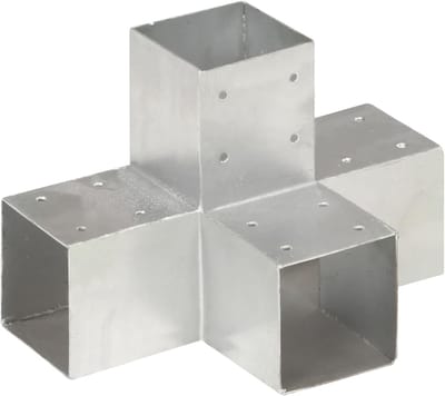 Paalverbinding X-vorm - Hek Connector - Tuinhek Monteren - Verzinkt Metaal - 91 x 91 mm - Zilverkleurig