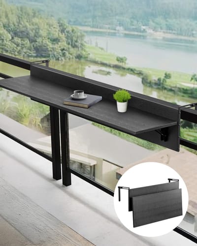 Balkon Tafel - Buiten Tafel - Balkon Bar - Inklapbaar Ontwerp - 80 x 31 cm - Zwart