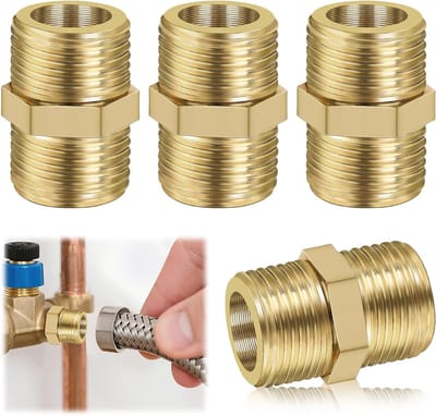Set van 4 Gasaansluitingen 1/2 Inch AG Links, Dubbele Nippel Koppeling voor Propaan en Acetyleen, Geschikt voor Gassen en Vloeistoffen