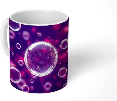 Mok - Koffiemok - Paars - Bubbels - Schuim - Mokken - 350 ML - Beker - Koffiemokken - Theemok