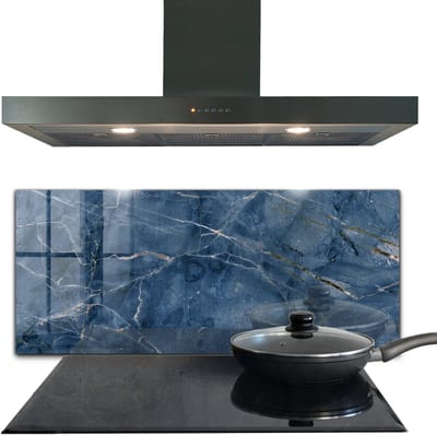 Tulup Achterwand Keuken - Blauwe marmertextuur Spatplaat Keuken - 125 x 50 cm - Blauw Glazen Achterwand Keuken - Texturen en Patronen Keuken Achterwand - Kookplaatachterwanden - Kookplaat achterwand