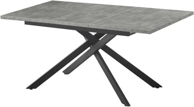 Uitschuifbare Eettafel Hout met Zwart Kruisframe Industrieel Modern Design 120 tot 160 cm