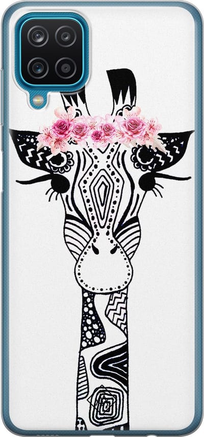 Casimoda® hoesje - Geschikt voor Samsung A12 - Giraffe - Backcover - Siliconen/TPU - Zwart