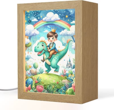 Nachtlampje 15x20 cm - Kinder lampje - Dino - Prins - Regenboog - Sprookjes - Tafellamp kinderkamer - Slaapkamer lamp - Bedlamp kinderen - Kinderlampje stopcontact - Wandlamp babykamer - Nachtlampjes
