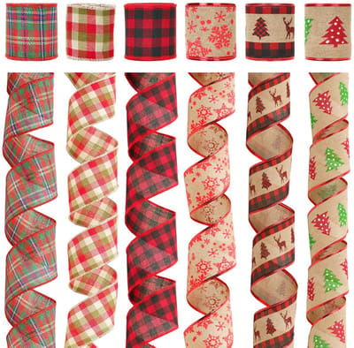 Dailygoods- Kerstlint 6 x 5 m - Bedraad Lint - Decoratie Lint - Tartan Lint - Geschenkverpakking - Ambachten - Hoogwaardig Materiaal - Decoratielint