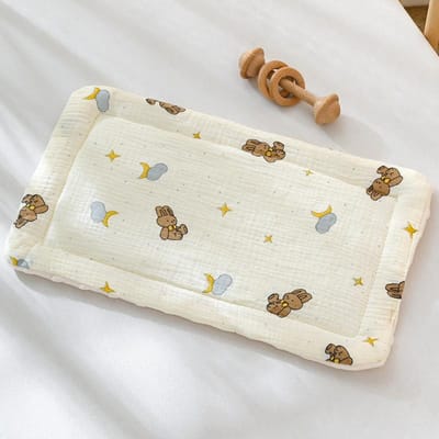 Oreiller pour bébé 0-12 mois Oreiller haricot en velours pour bébé Coussin Quatre saisons Général Coton Gaze Respirant Oreiller pour nourrisson