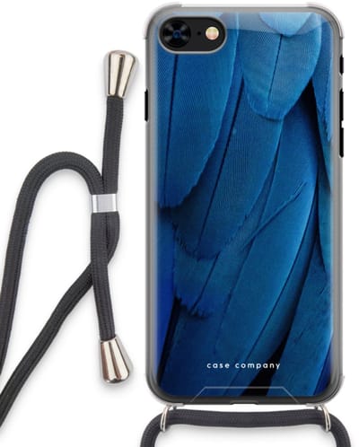 Case Company® - Hoesje met koord geschikt voor iPhone 8 hoesje met Koord - Pauw - Telefoonhoesje met Zwart Koord - Bescherming aan alle Kanten en Over de Schermrand