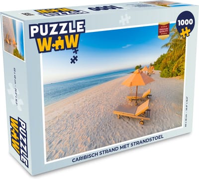 Puzzel Caribisch strand met strandstoel - Legpuzzel - Puzzel 1000 stukjes volwassenen