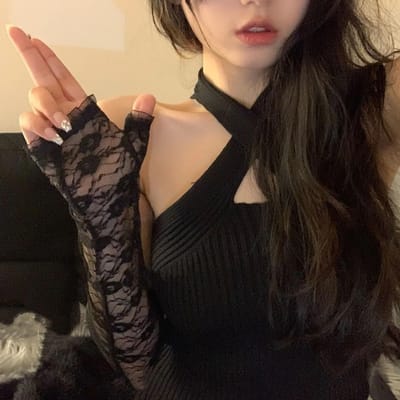 Gants en résille en dentelle élastique Passion Lolita gothique sans doigts robe rétro en maille à fleurs pour femmes manchettes mitaines à manches sexy beige