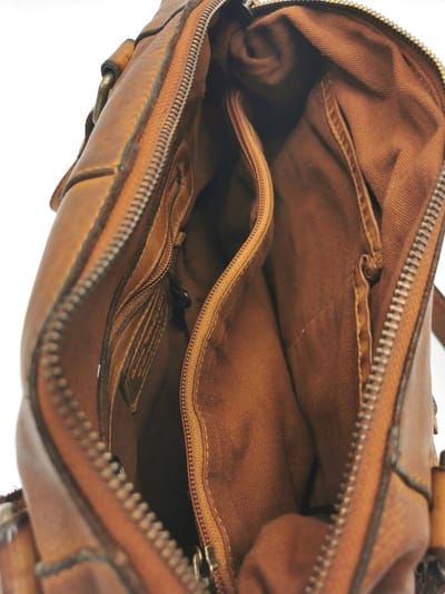 HillBurry Leren Schoudertas Gewassen Leer - cognac - Stoere uitstraling - Ideaal voor dagelijks gebruik - Comfortabel om te dragen - Optimaal Formaat - (bxhxd) ca. 28cm x 19cm x 10cm