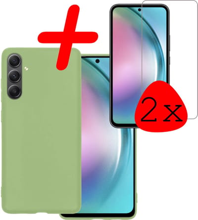 Hoesje Met 2x Screenprotector - Geschikt voor Samsung Galaxy A54 - Sterk & Shockproof - Back Cover - Siliconen Case - Telefoon Hoes - Groen