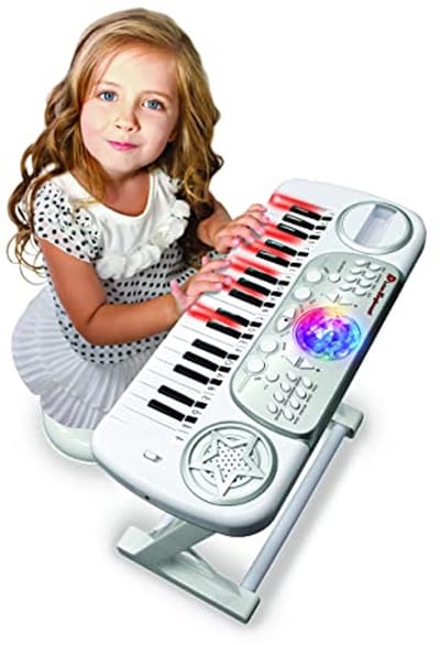 Elektronisch kindertoetsenbord met kruk - met leermethode en opnamefunctie - ideale hoogte voor kinderen