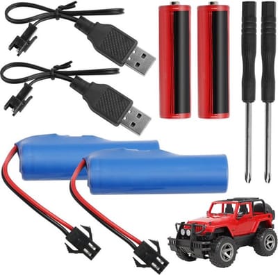 Pack van 2 Lithium Batterijen 3.7V 800mAh USB Oplader SM-2P Compatibel met Auto's RC Modellen E35 DE38 DE40 DE50 DE55 TB202 TM141 Batterijen voor Modelbouw