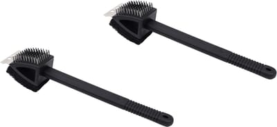 Bbq borstel - Grillborstel - Incl. Schraper voor Grill - 3-in-1 BBQ-borstel - Voor het reinigen van barbecues - geschikt voor barbecues - tuinen en buitenkoken - 37 x 6 cm - Zwart