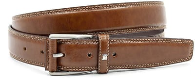 Cognac kleurige heren riem - 3 cm breed - Leer - Pantalon riem - Verstelbaar - Maat 90