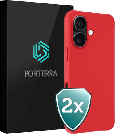 Hoesje 2 Stuks - Geschikt voor Apple iPhone 16 - Sterk & Shockproof - Back Cover - Case Siliconen - Telefoon Hoes - Rood