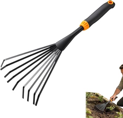 Gazonhark Metalen Tanden - Bladhark Tuinhark - Gazon Onderhoud - Ergonomische Handgreep - 40 x 15 cm - Zilver